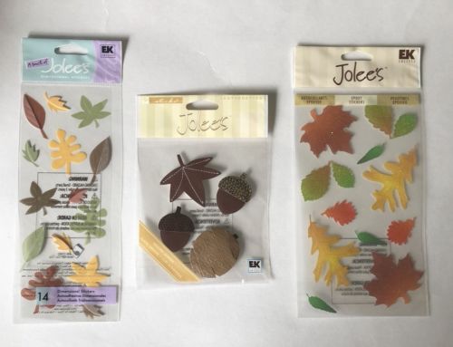 JOLEE'S Leatherettes Dimensional Epoxy Stickers Fall Leaves NEW 3pks.