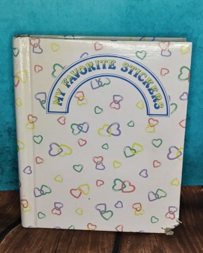Vintage 1980's Sticker Album Book My Favorite Stickers Rainbow Hearts