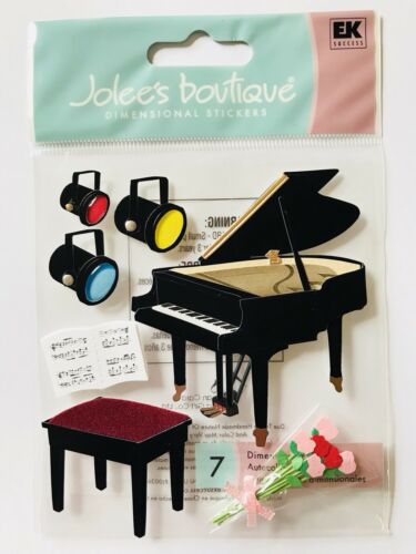 NIP PIANO RECITAL JOLEE'S BOUTIQUE DIMENSIONAL STICKERS MUSIC LIGHTS FLOWER