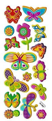 3D puffy Stickers FLOWERS BUTTERFLIES  flower butterfly #JA-1860