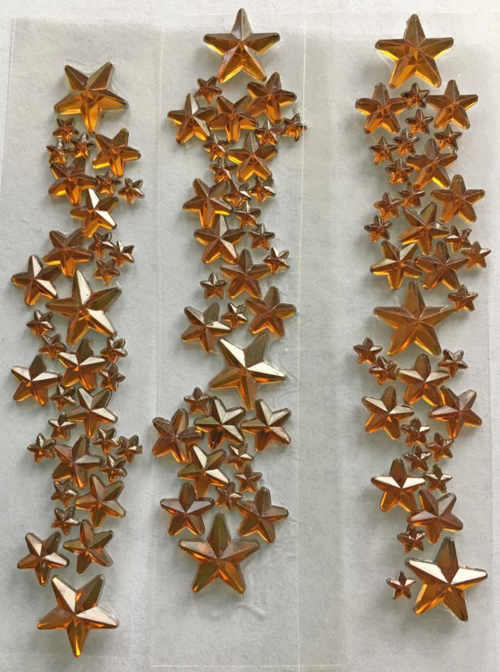 3 strips Topaz Stars Stick On Clusters Body, Crafts etc Add some color