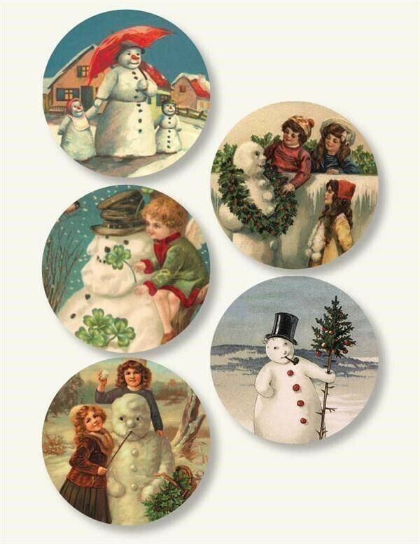 Victorian Trading Co Vintage Snowman Stickers Roll of 200 New 27D