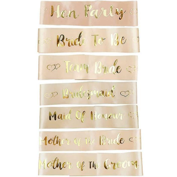 New Hen Party Bride to be Bridesmaid Champagne Color Wedding Sashes IXH4 02