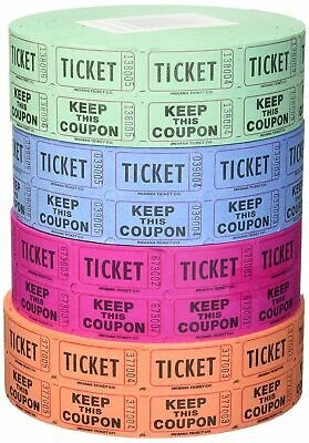 56759 Raffle Tickets - 4 Rolls Of 2000 Double Tickets 8000 Total 50/50 Raffle