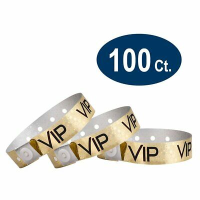 WristCo Holographic Gold VIP Plastic Wristbands - 100 Pack Wristbands For Events