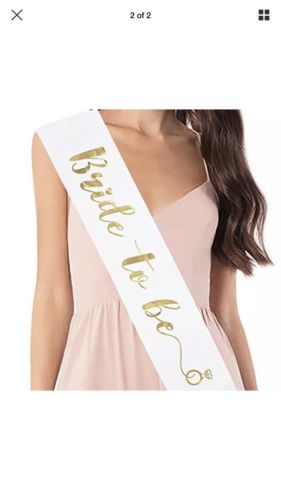Bride To Be Sash. Beautiful White and Gold