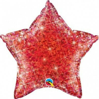 Red Holographic Star Shaped 50cm Mylar Foil Balloon. Qualatex. Shipping is Free