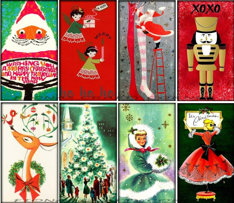 8 CHRISTMAS RETRO TREE JINGLE BELLS HANG / GIFT TAGS FOR SCRAPBOOK PAGES (108)