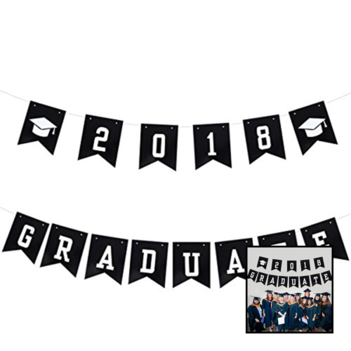 2018 Graduate Banner Graduation Doctorial Hat Banners Decorations Pennant Fla M