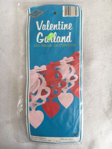 Vintage Beistle Valentine Garland Lace Heart -12ft-NEW