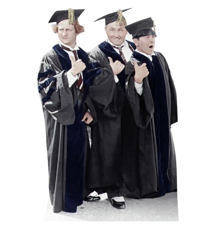 GRADUATION STANDEE CAP AND GOWN Three Stooges,  PHOTO PROP