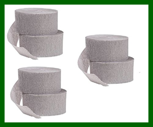 Gray Crepe Paper Streamers 6 Rolls 435 Ft Total Made In USA FREE SHIPPING