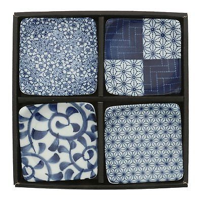 Blue and White Small Square Plate Set