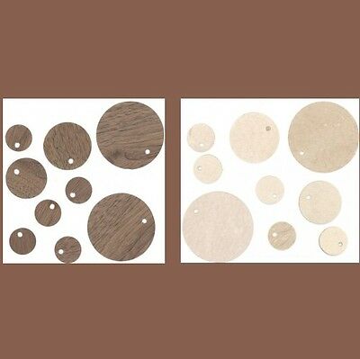 HEIDI GRACE 2 pc Set LEATHER and WOOD CIRCLES Round Tags adhesive Embellishments