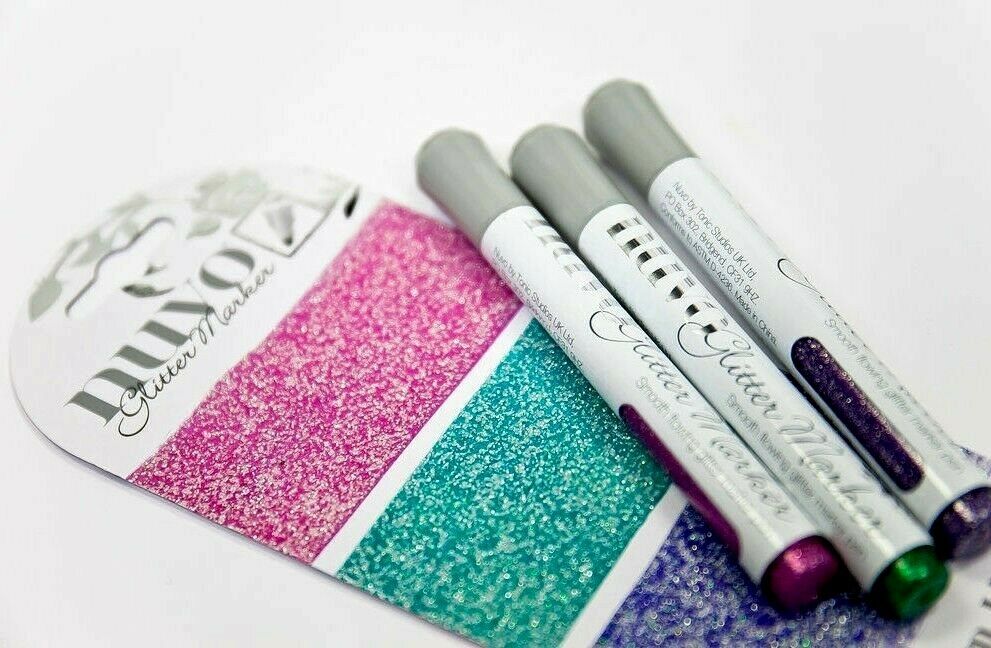 NEW Nuvo NORTHERN LIGHTS GLITTER MARKERS Trio Pack ~ Pink Teal Purple