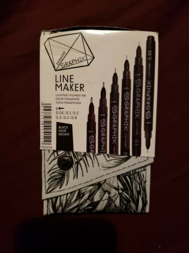 Derwent Graphik Line Maker BLACK 6 Pen Sizes 2302206