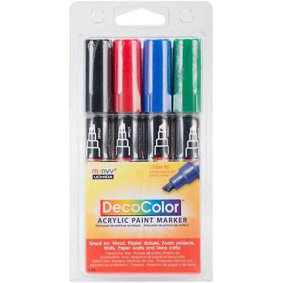 DecoColor Chisel Acrylic Paint Markers 4/Pkg Black, Red, Blue & G 028617332154
