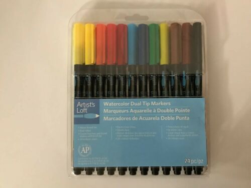 Artist's Loft Watercolor Dual Tip Markers 24 Pieces Water based dual sided NIP