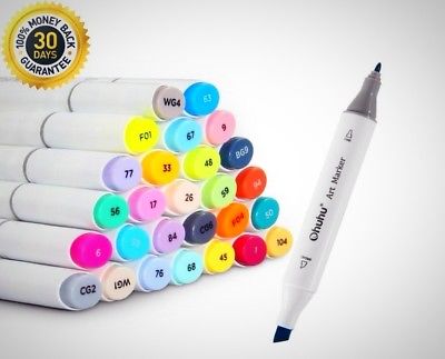 Dual Tip Permanent Marker Pen Art Markers Highlighters Carrying Case Drawing