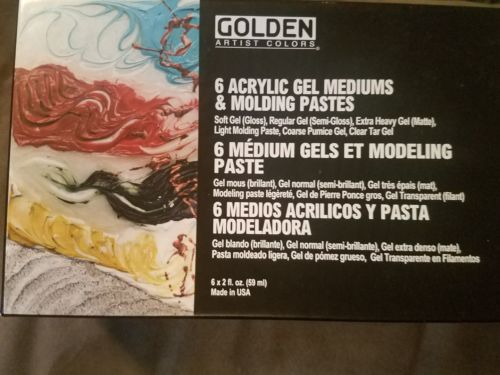 Golden Artiat Colors 6 ACRYLIC GEL MEDIUMS and Molding Pastes
