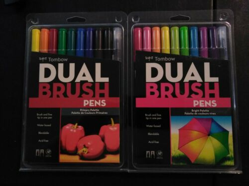 Tombow Dual Brush Pens *PRIMARY & BRIGHT* Palettes  ~ Brush & Fine Bullet Tips