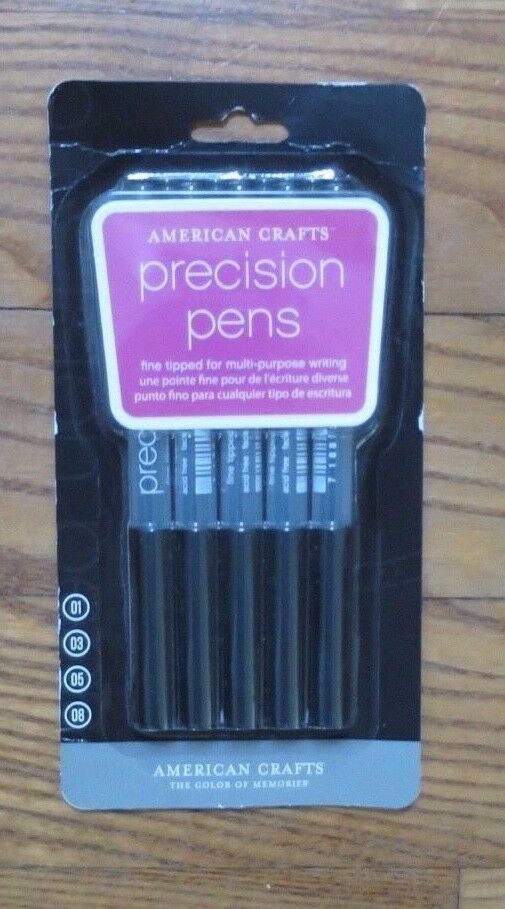 AMERICAN CRAFTS Precision Pens BLACK 5.pkg- Assorted Points 01 03 05 08 NEW