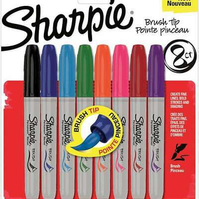 Sharpie Brush Tip Permanent Markers 8/Pkg Assorted Colors 071641049451