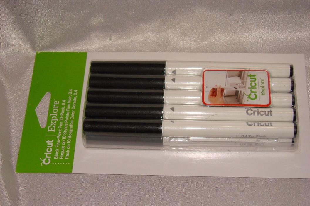 NEW Cricut 10 Pk of Black Pens Set Explore Air Maker Fine Tip 0.4