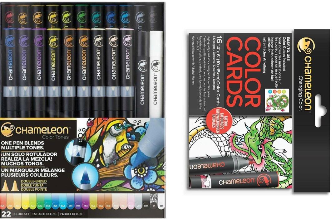 NEW - Chameleon - 22 Pen/Marker Deluxe Set w/Tattoo Color Card - FREE SHIPPING