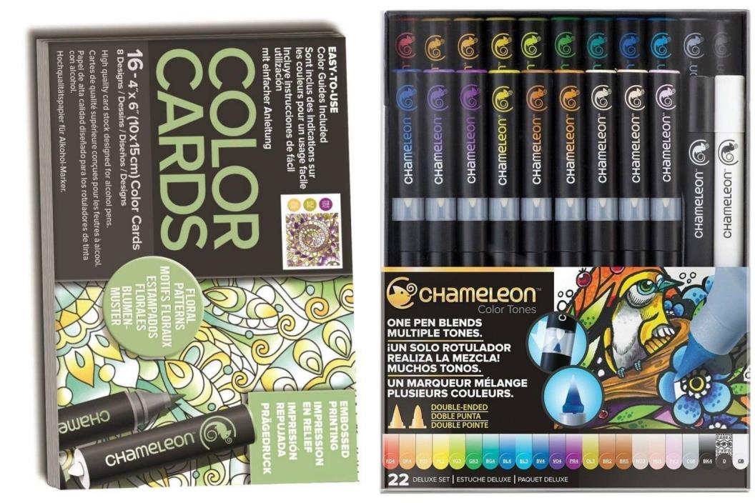 NEW - Chameleon - 22 Pen/Marker Deluxe Set w/Floral Color Card - FREE SHIPPING
