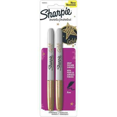 Sharpie Metallic Fine Point Permanent Markers 2/Pkg Gold 071641052666