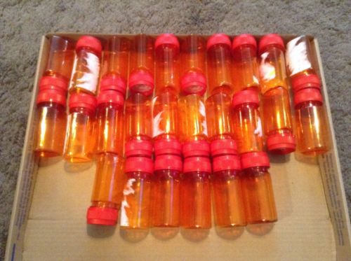 26 RX Prescription Drug Pill Medicine Bottle Craft Empty Plastic Amber Standard