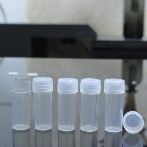 100PCS 5ml Plastic Sample Mini Vial Bottle Test Tube Lab Storage Container T8Y7G