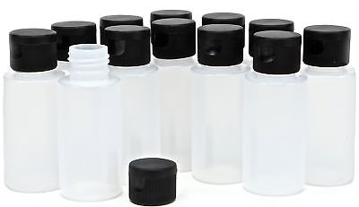 Vivaplex 12 Clear 2 oz Plastic Squeeze Bottles with Black Flip Top Caps