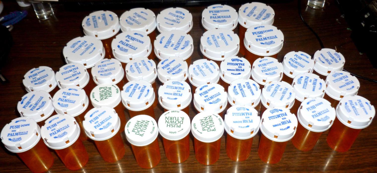 40 Empty Plastic Pill Bottles Crafts Fishing Medical Storage RX