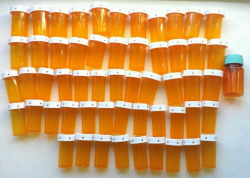 56 Plastic Amber Pill Prescription RX Medicine Bottles Different Sizes 3