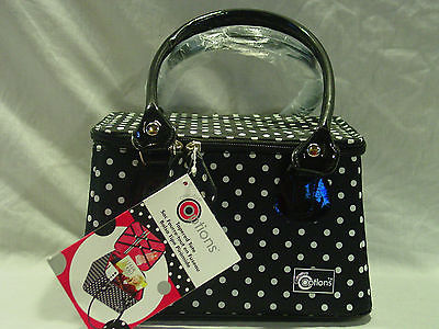 NEW CREATIVE OPTIONS BLACK/WHITE POLKA DOTS TAPERED TOTE CASE MAKEUP/CRAFT