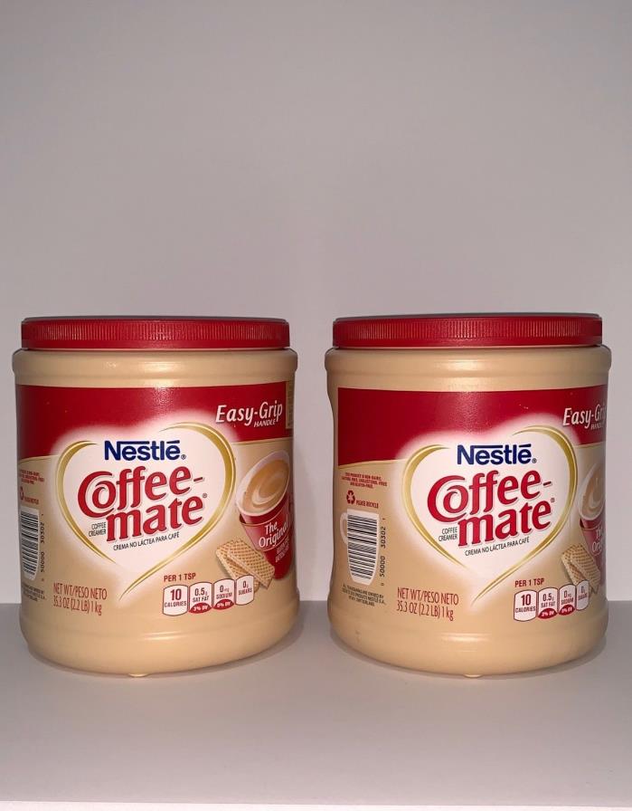 Lot of 2 EMPTY Coffee Mate 35.3 oz Container for Craft Storage Organize Garage