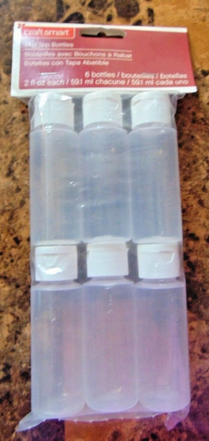 Craftsmart  Plastic Bottles with Flip Top Dispensing Caps - 2 oz - pk of six!!