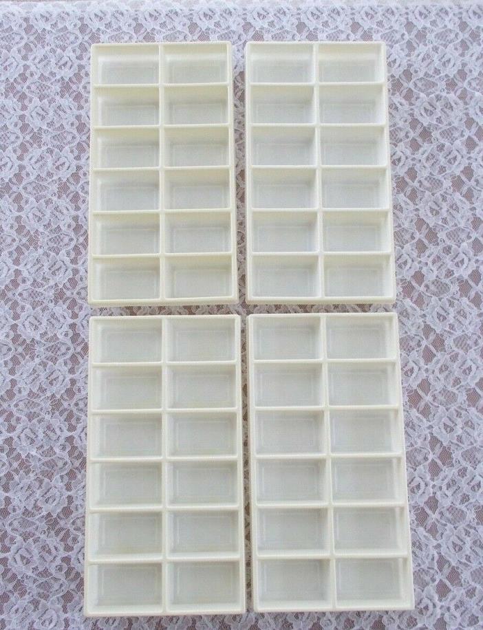 Plastic Organizer Trays For Jewelry, Crafts, Etc. Set of 4 Beige 12 Compartments