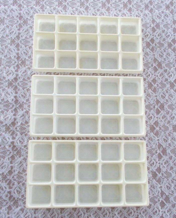 Plastic Organizer Trays For Jewelry, Crafts, Etc. Set of 3 Beige 15 Compartments