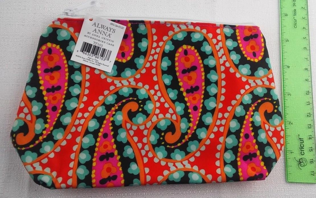 Always Anna Griffin Accessory Case Craft Supply Pouch Bold Retro Paisley Pattern