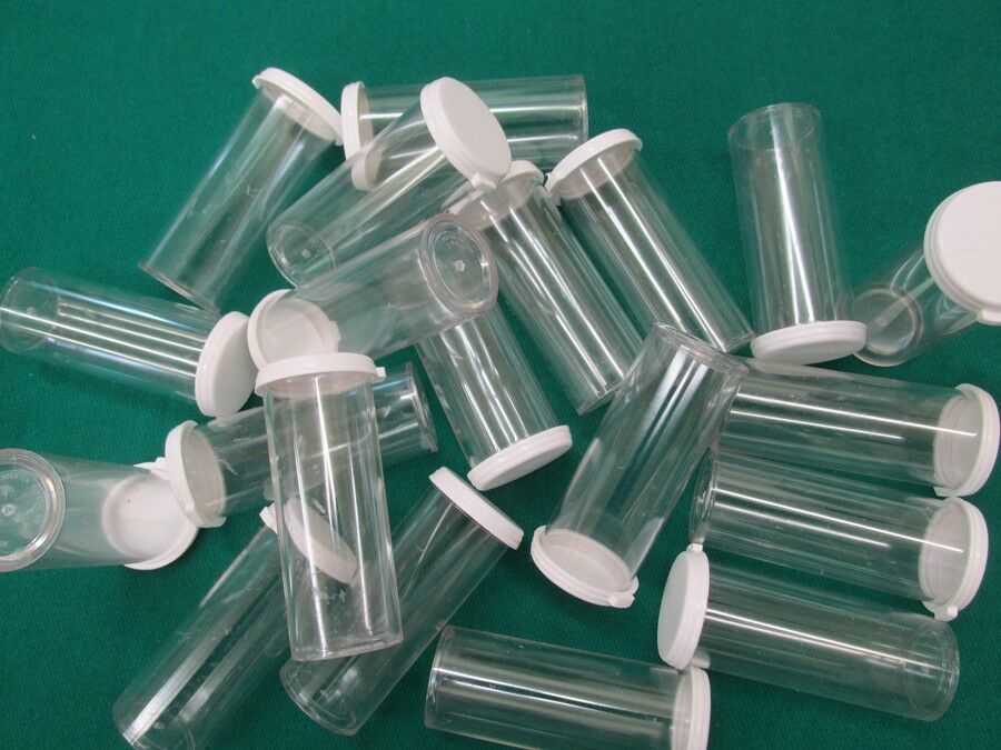 27 Plastic vial / bottle w/cap, 1.125oz. small parts, hardware, pills, samples,?