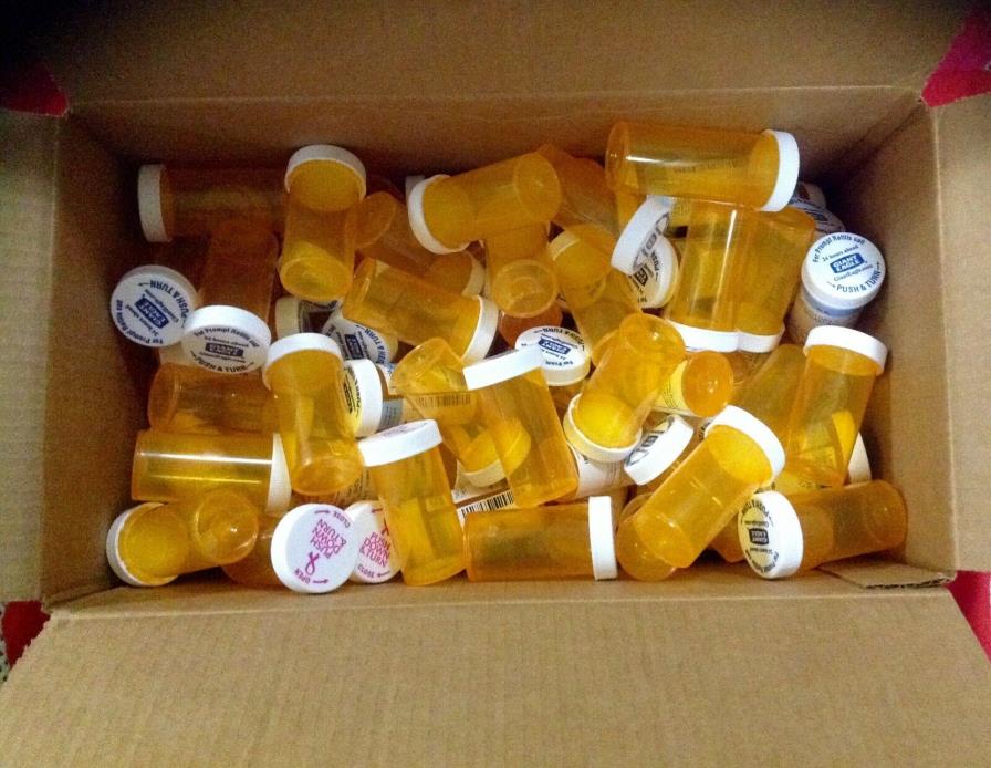 Pill Bottes RX Meds Pharmacy 13 Dram Plastic Safety Lids Crafts Storage 10 / Lot