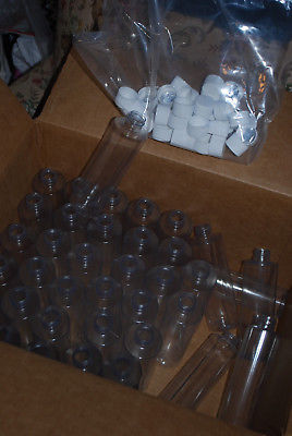 36x Clear Plastic Bottle w/White Lid, 6,7 8, 10 oz