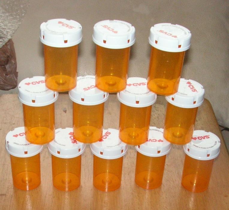 Lots of 12 Empty Amber Prescription Rx Pill Bottles in 20DR from CVS