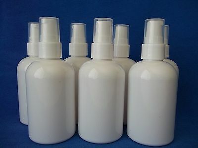 5 White Plastic 4 oz. Empty Bottles w/Dispensing Pumps New Set of (5) Bottles