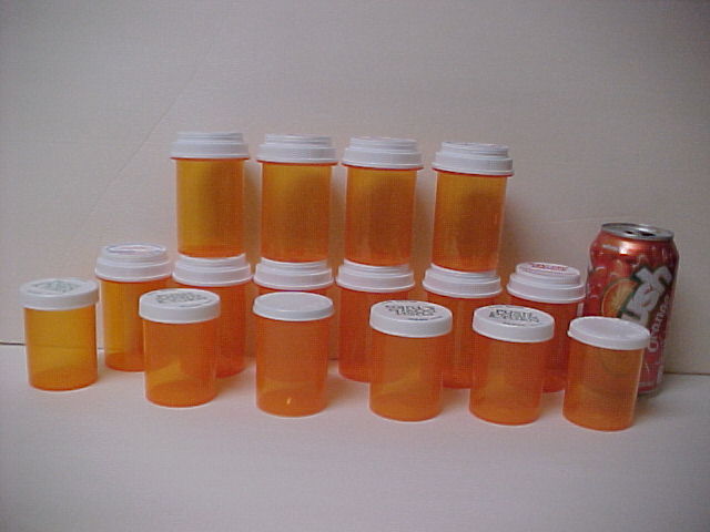 16 Empty RX Pill Prescription Bottles Crafts AMBER MEDICINE BOTTLES