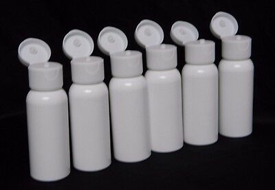 2 oz White Plastic Bottles with Flip Top Caps total of Six NEW