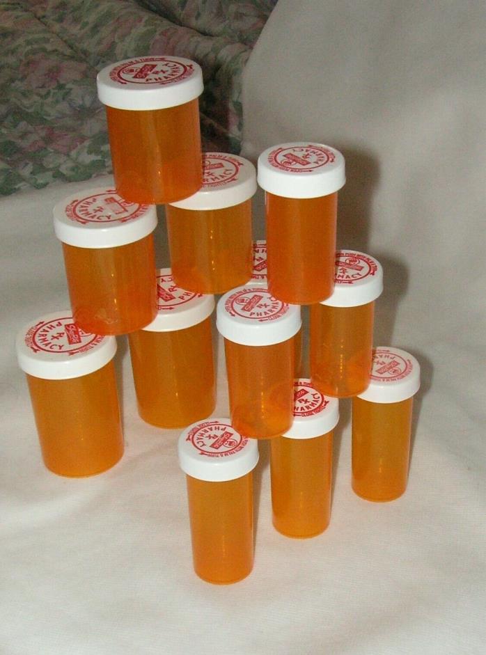 Lots of 12 Empty Amber Prescription Rx Pill Bottle Mixed 3ea 12DR 16DR 30DR 40DR